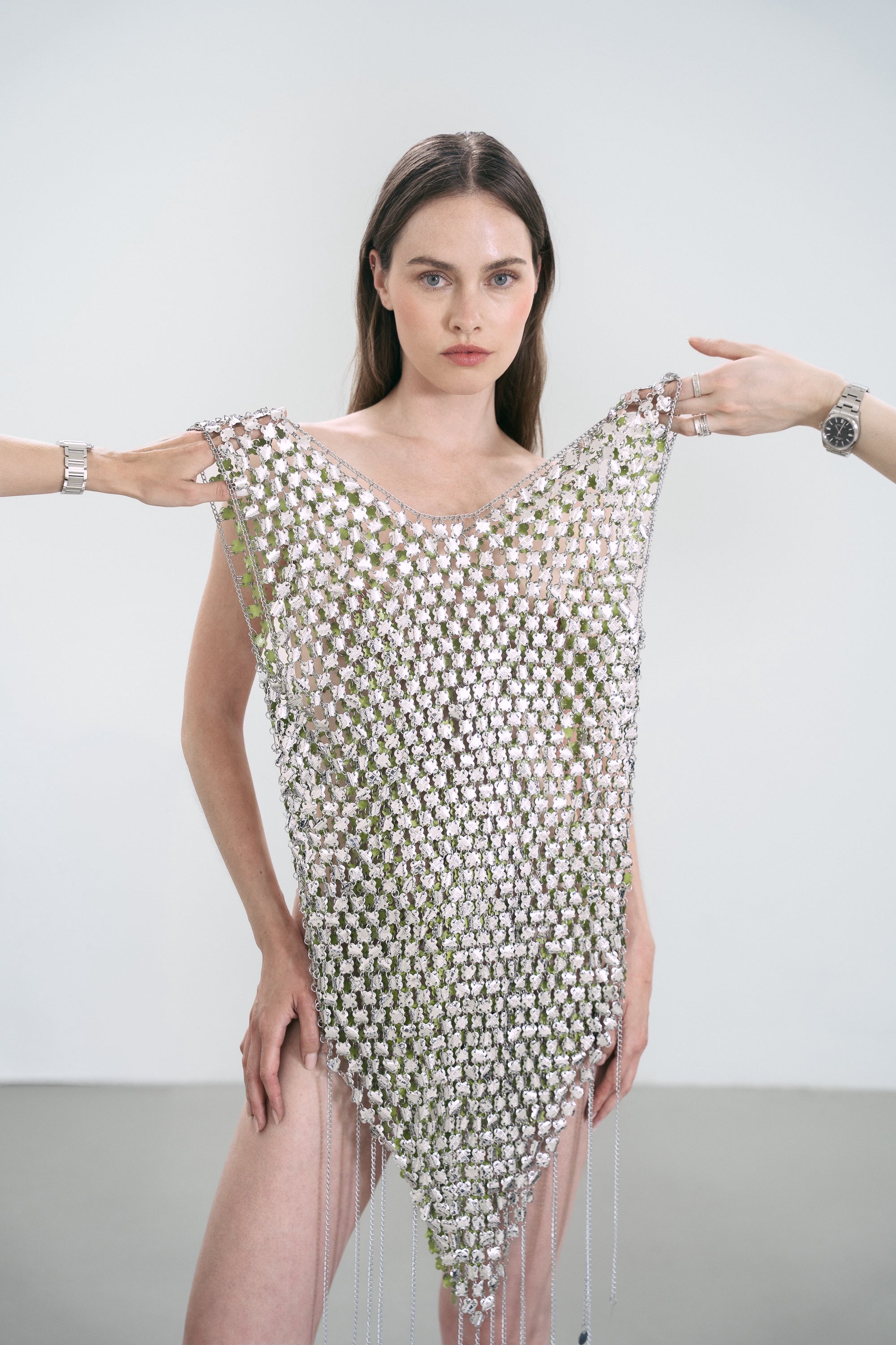 Paco Rabanne Chainmail Metallic Minidress